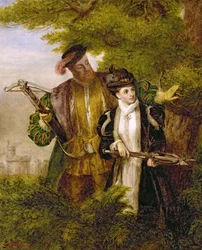 El rey Enrique y Ana Bolena cazando ciervos en el bosque de Windsor, 1903