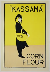 Reproducción de un cartel publicitario de "Harina de maíz Kassama" (litografía en color)