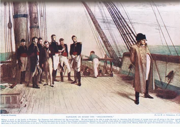Napoleón a bordo del Bellerophon, ilustración de 