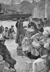 Extranjeros llegando a Irongate Stairs, c1901