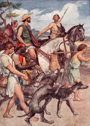 Pelópidas partiendo hacia Tebas, ilustración de "Plutarch