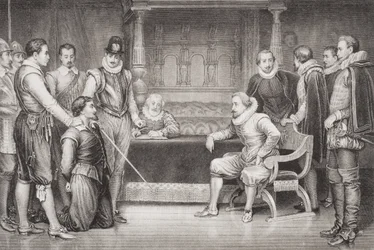 Guy Fawkes interrogado por Jacobo I y su consejo en la cámara del rey, de 