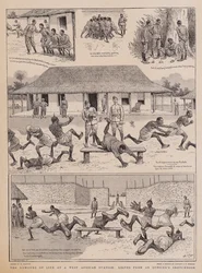 Los humores de la vida en una estación de África Occidental, hojas del cuaderno de bocetos de un oficial