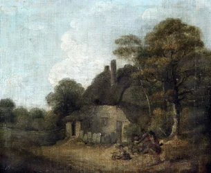 Cabaña de campo con figuras