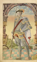 Alfonso XI, Rey de Castilla y León, de Honor Militar y Civil, William Segar, pub. Robert Barker, Londres, 1602
