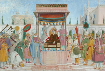 Embajada de Sir Thomas Roe a la Corte de Jehangir (óleo y lápiz sobre lienzo)