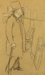El conocedor - Posiblemente un retrato de Mons. Julien, c.1890 (carboncillo y tiza blanca sobre papel)