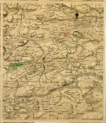 Mapa de Roy de las tierras bajas de Escocia, que contiene Loch Whinnoch