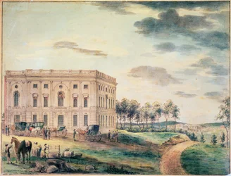 Vista del Capitolio de Washington antes de ser incendiado por los británicos, c.1800