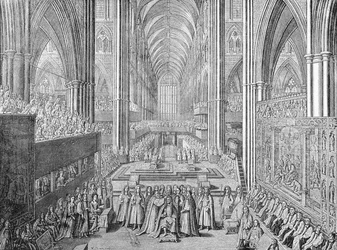 La coronación de Jacobo II en la Abadía de Westminster, Londres, 1685 1903