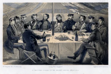 Cena de Navidad en las alturas antes de Sebastopol, c1850