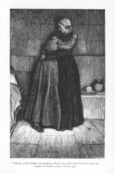 Hetty Sorrel, condenada a muerte por infanticidio, consolada en prisión por su prima predicadora metodista, Dinah Morris. La pena de Hetty es conmutada por deportación gracias a la intervención de su seductor Arthur Donnithorne. Adam Bede de George Eliot