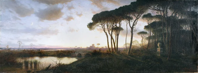 Castillo de Ostia visto desde el bosque de pinos de Castel Fusano, 1881