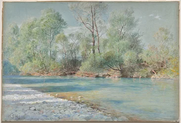 Río Traunstein en el camino a Empfig, Baviera