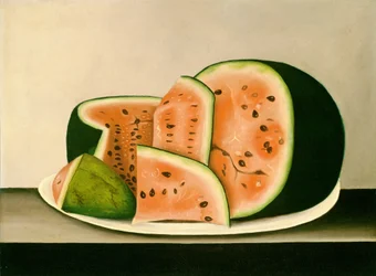 Sandía en un plato, mediados del siglo XIX (óleo sobre lienzo)