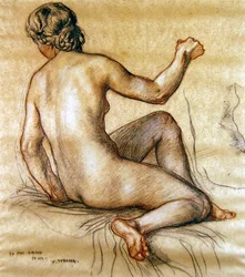 Estudio de una mujer desnuda sentada de espaldas, c.1890