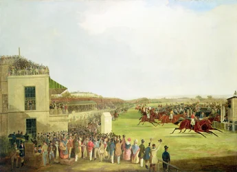 The Dey of Algiers" del Coronel Peel, con Nat Flatman arriba, ganando la Chester Cup de 1840 (óleo sobre lienzo)