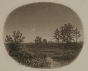 Paisaje fluvial con estrella vespertina