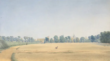 Vista del Parque Universitario mirando hacia New College, Oxford, después de 1825