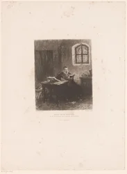 Philip van Marnix van Sint-Aldegonde en prisión Marnix van St. Aldegonde, traduciendo los salmos en prisión (título sobre objeto)
