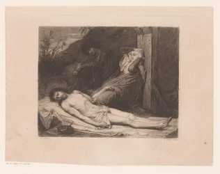 María y Juan el Bautista afligidos por el cuerpo de Cristo