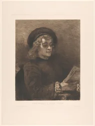 El hijo de Rembrandt, Titus. Tras Rembrandt. Publicado por la Gesellschaft f. vervielf. Arte en Viena