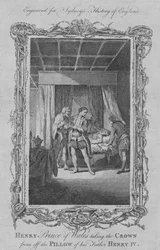 Enrique Príncipe de Gales tomando la corona del almohadón de su padre Enrique IV, 1773