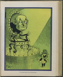 "Los ojos la miraron pensativos", ilustración de "El maravilloso Mago de Oz", de Lyman Frank Baum.