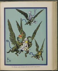 "Los monos cogieron a Dorothy en brazos y se la llevaron volando", ilustración de "El maravilloso Mago de Oz", de Lyman Frank Baum.