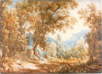 Paisaje con figuras, hacia 1807-1820 (Acuarela)