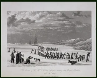 Las Tripulaciones del H.M.S. Hecla y Griper cortando en el Puerto de Invierno, 26 de septiembre de 1819, de 