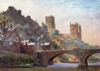Durham, Framwell Gate Bridge (litografía en color)