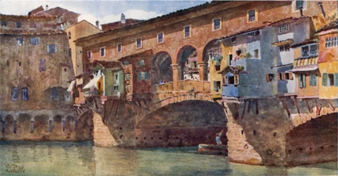 Florencia. Ponte Vecchio (litografía en color)