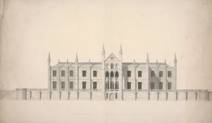 Alzado de una propuesta de diseño para Cambridge Colleges