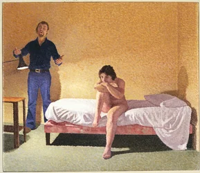 Dos figuras, el hombre cantando