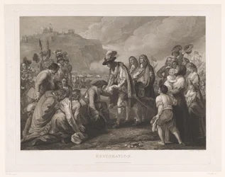 Carlos II de Inglaterra llega a la playa de Dover, 25 de mayo de 1660 Restauración (título sobre objeto)