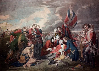 La muerte del general James Wolfe (1727-1759) en la batalla de Quebec City durante la guerra de los Siete Años, el 13 de septiembre