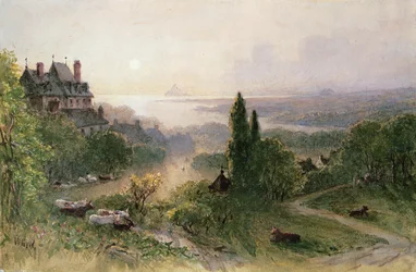 Paisaje con una casa grande