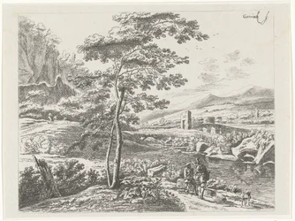 Paisaje con un peregrino y un pastor