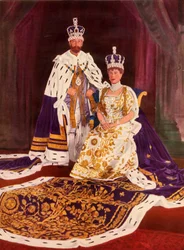 Sus Majestades el Rey Jorge V y la Reina María en sus trajes de coronación