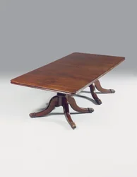 Mesa de comedor de dos pedestales gemelos Regency irlandesa
