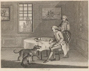 El hombre, el gato, el perro y la mosca