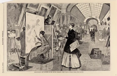 Art-students and Copyists in the Louvre Gallery, Paris, de Harper