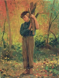 Niño sosteniendo troncos, 1873
