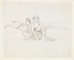 Niño y Niña en un Arado