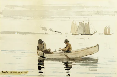 Niños pescando, Gloucester Harbor, 1880