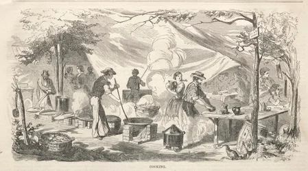 Bocetos de reunión campestre: Cocinando, 1858