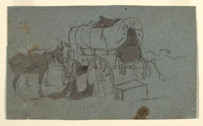 Dibujo, Un carro del ejército y una mula, ca. 1862