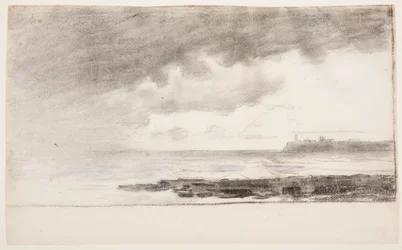 Dibujo, Bahía de Cullercoats, Inglaterra, 1881