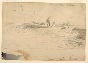 Dibujo, Escena de playa, Inglaterra, 1881-82